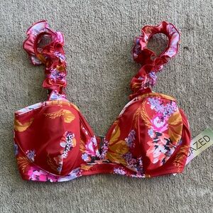 Sundazed Women's Terracotta Skye Floral Underwire Bikini Swim Top Size 36D NWT